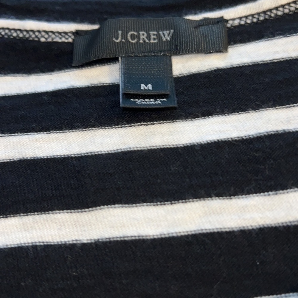 J. Crew black ivory striped shift dress side ling zippers Sz M - Picture 9 of 11